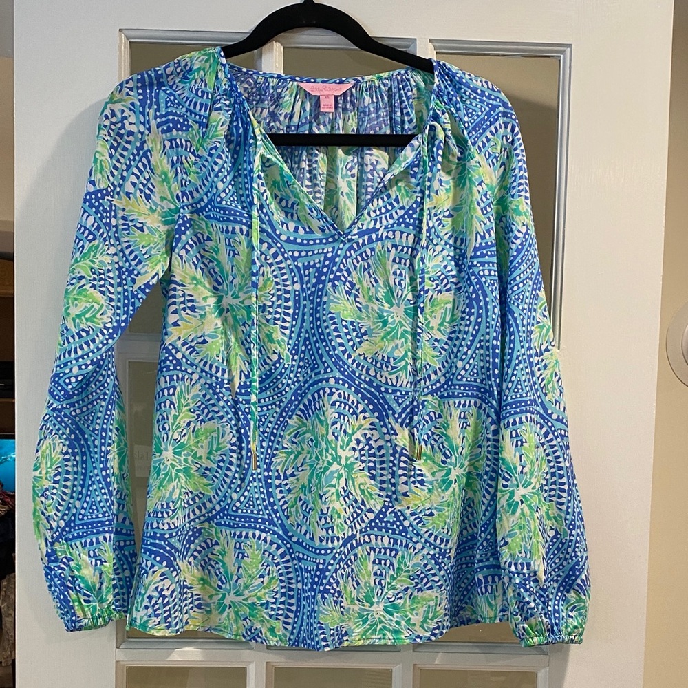 Lilly Pulitzer Blue and Green Patterned Top